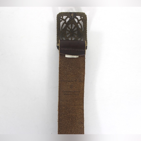 Vintage Studded Brown Leather Belt with Brass Studs and Buckle - Picture 7 of 9